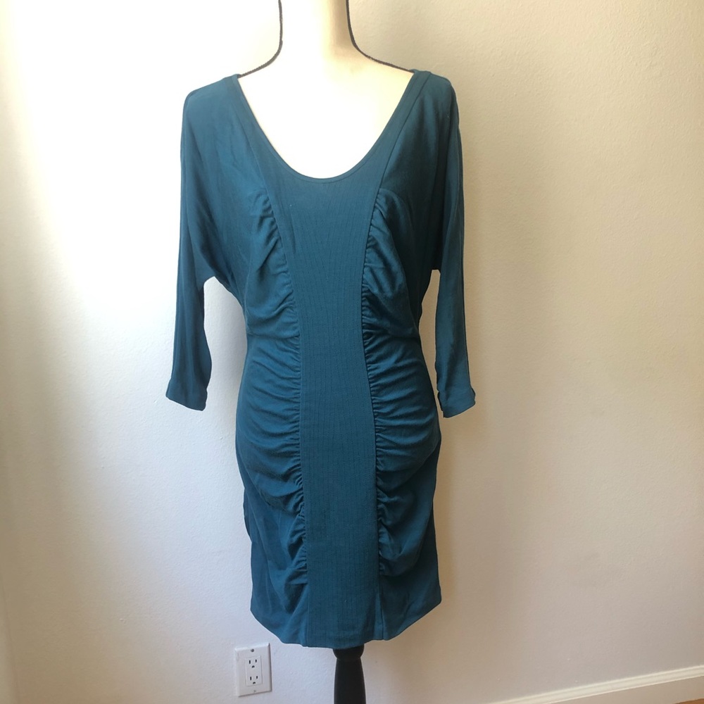 Catherine Malandrino Wool Dolman Slv Ruched Dress